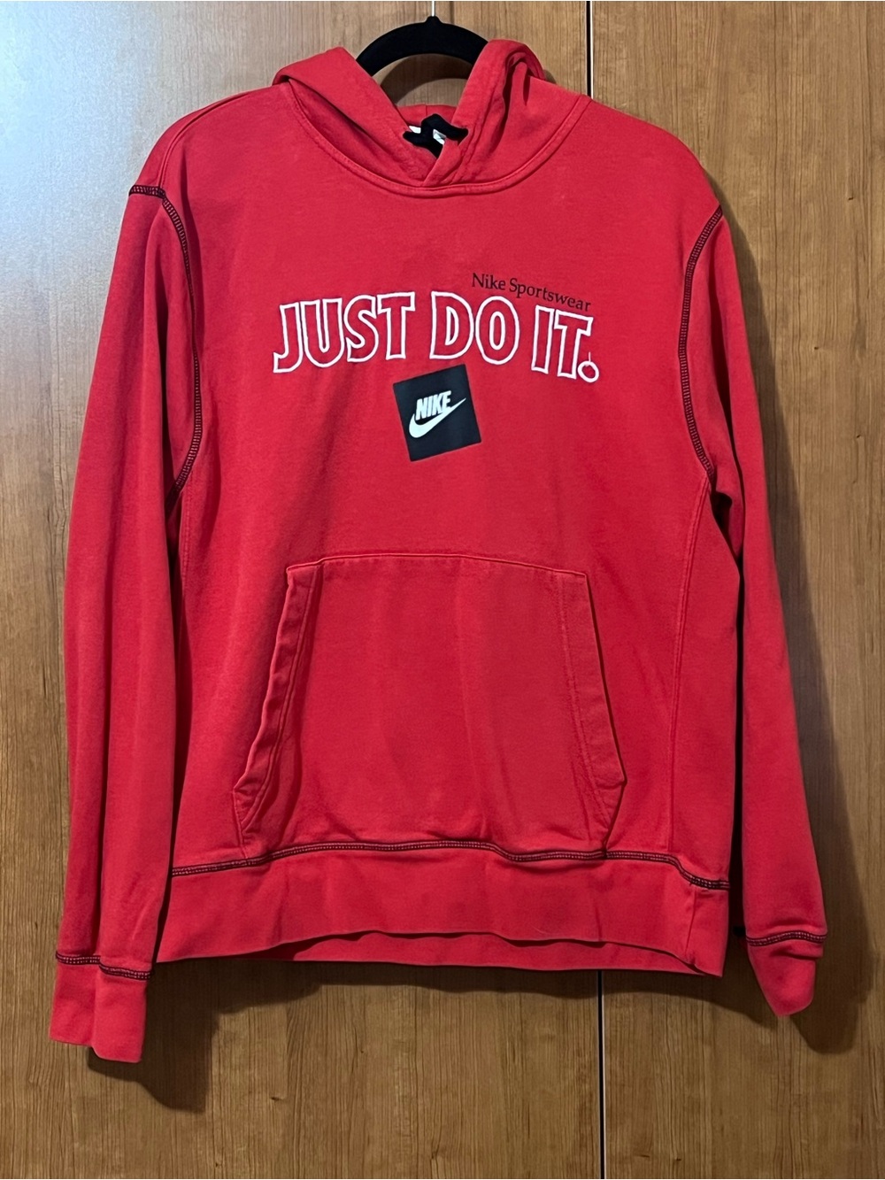 Nike Men’s Hoodie Sweatshirt Red “Just Do It” Size Medium